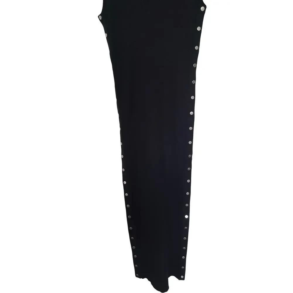 Alexander Wang Scoop Neck Ribbed Midi Dress Size Small Black - Picture 4 of 7